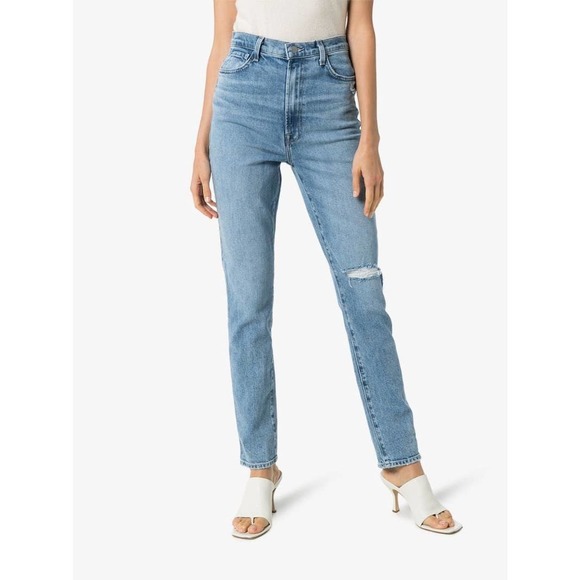 J.Brand 1212 Runway High-Rise Distressed Medium Wash Straight Jean - Picture 1 of 11